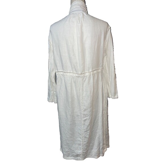 Zara Woman White Linen Duster Trench Coat size XS Oversized Lagenlook Minimalist - Picture 7 of 11